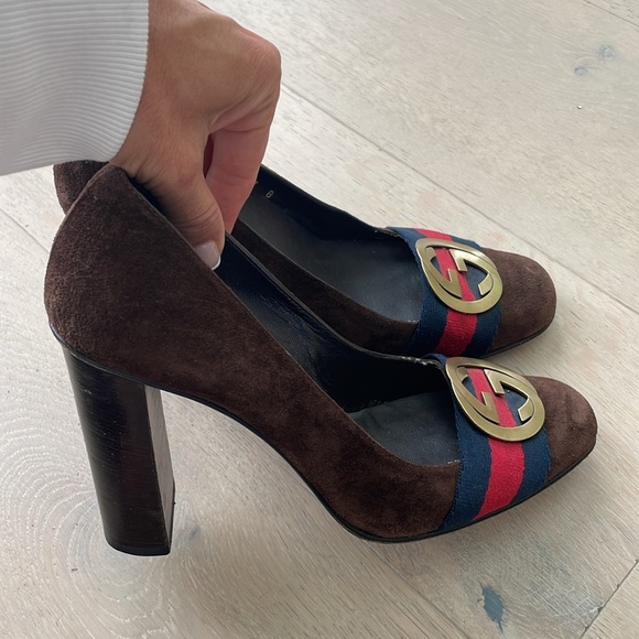 Women’s Gucci brown suede shoes heels pumps size 7 - Picture 2 of 7